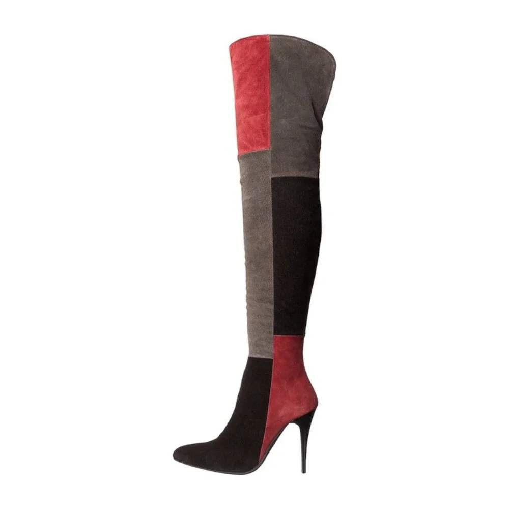 NWOB Charles David Kris Over The Knee Multi Color Suede Boots